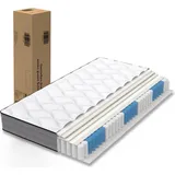 Taschenfederkern Matratze 160x200cm, H3, 7 Zonen, Lyocell Bezug, Boxspring Gefühl