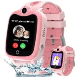 Smartwatch Kinder, 4G Kinder Smartwatch mit GPS und Telefon, IP68 Wasserdicht GPS Uhr Kinder mit SOS Videoanruf Voice Chat Schulmodus Spiel Wecker Kinderuhr Geschenk für Mädchen und Jungen 3-14 Jahren