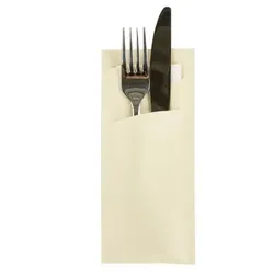 Prime Guest Bestecktasche Prime Fit in Champagner 85 x 190 mm, mit 2-lagiger Tissue-Serviette in Weiß - 100 Stüc
