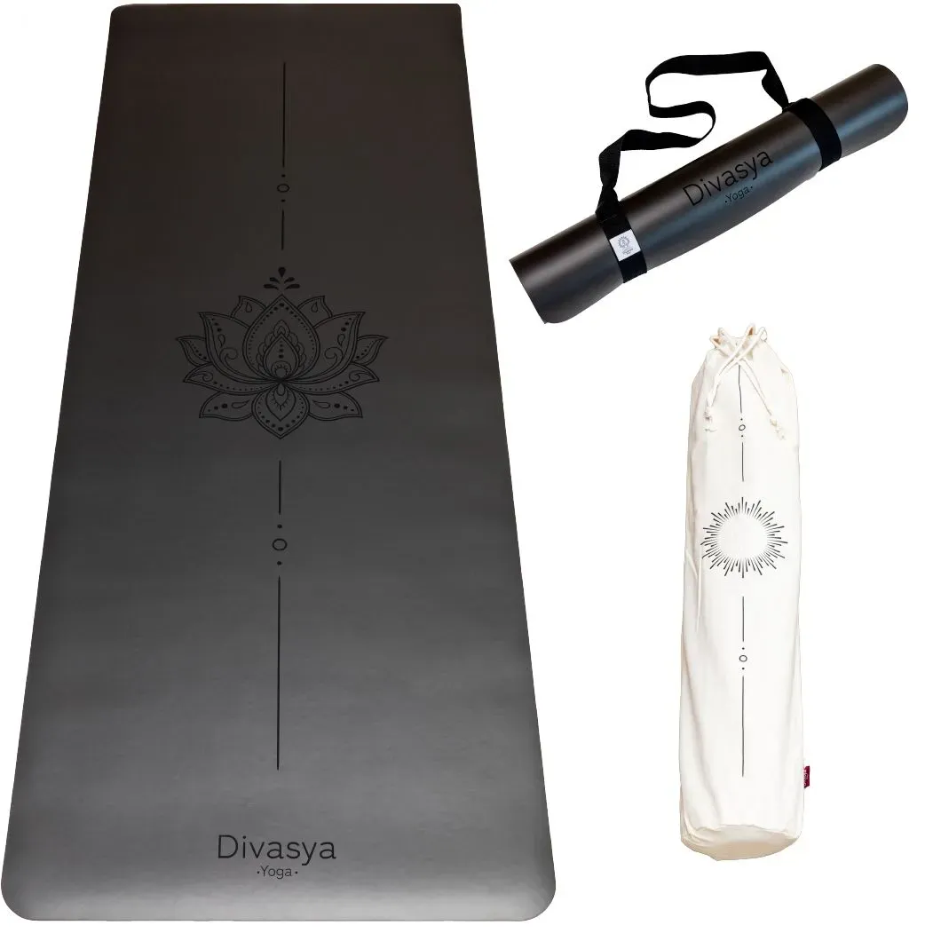 Divasya Yogamatte aus Eco-PU & Naturkautschuk 1 St schwarz