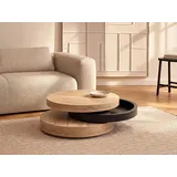 vente-unique Couchtisch rund Schwarz Eiche 80 x 32,5 x 80 cm
