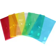 EXXO by HFP 91000 Dokumententaschen mit Druckknopf, A4, quer, transparent farblich sortiert, aus PP - 10 Stück