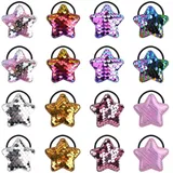 Glitzer-Haargummis, Pailletten, niedlich, bunt, dehnbar, glänzend, bunt, Pferdeschwanz-Halter, glitzerndes Haar-Accessoire für Kleinkinder, Kinder, Sterne, 14 Stück