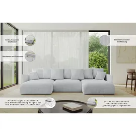altdecor Ecksofa Cord 6-Sitzer Dunkelgrau