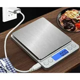 Minkurow Digitale Küchenwaage Mit Usb-aufladung, 0,1 G/3 Kg Digitalwaage, Elektronische Feinwaage, Psc/tara-funktion/lcd-display, 9-einheiten-umrechnung, Briefwaage, Taschenwaage, Usb-ladekabel