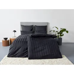 Bettwäsche »Malia in Gr. 135x200 oder 155x220 cm«, zeitlose Bettwäsche aus Baumwolle, Bettwäsche in Mako-Satin-Qualität, 92789635-0 schwarz 1 St.
