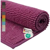 nyvi Badematte NYVISpa Chenille Rechteckig - Badezimmerteppich - Rutschfest, Saugfähig, Schnell Trocknend, Fußbodenheizung geeignet, Waschbar, Weich Farbe:Lila;Größe:Badematte 60x90 cm