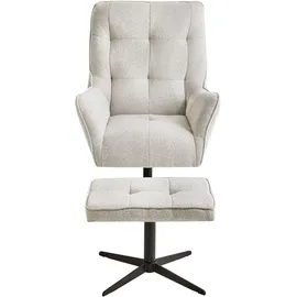 Beliani Sessel MOLLE II Stoff 75 x 85 x 75 cm Hellbeige mit Hocker
