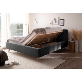 Meise Möbel Polsterbett Mattis mit Bettkasten Holzfuß Kopfteil glatt - grau ¦ Maße cm B: 180 H: 105