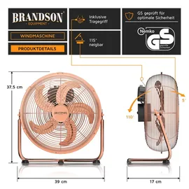 Brandson Windmaschine 34,5 cm Standventilator Kupfer