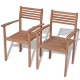 vidaXL Stapelbare Gartenstühle 2 Stk. Massivholz Teak