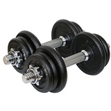 Sporttrend 24® Verstellbares Kurzhantel Set 10 kg, 15 kg, 20 kg, 30 kg, 40 kg | Hantelset, Hantel, Kurzhanteln mit Sternverschlüssen (Schwarz-Silber, Kurzhantel Set 15 kg + 2 Hantelstangen)