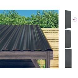 vidaXL Dachschindeln Dachpaneele 12 Stk Pulverbeschichteter Stahl Anthrazit 100x36cm Dachei schwarz