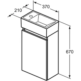 Ideal Standard Waschbeckenunterschrank 1 Tür 36 x 67 x 21 cm Grau