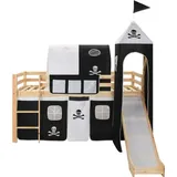 vidaXL Kinderhochbett-Rahmen mit Rutsche & Leiter Kiefernholz 97x208cm