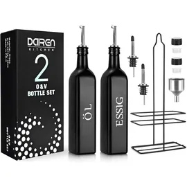 Öl und Essig Spender Set 500 ml Edelstahl Schwarz