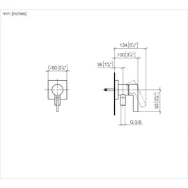 Dornbracht UP-Einhandbatterie mit Abdeckplatte für 1 Verbraucher Dark Platinum gebürstet 36046970-99