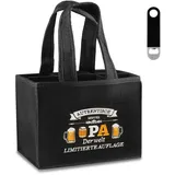 Belillpipi Bier Geschenke für Opa, Männerhandtasche Bier mit Stickmuster, Lustige Geburtstagsgeschenk für Opa, Flaschenträger 6 Flaschen mit Flaschenöffner