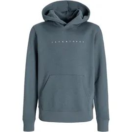Jack & Jones Junior "JJESTAR JJ SWEAT HOOD NOOS JNR", Jungen, Gr. 152, grau (stormy weather), angeraute Sweatware, Obermaterial: 70% Baumwolle, 30% Polyester, bedruckt, relaxed fit normal, Rundhals, Rippbündchen, Sweatshirts, Baumwollmischung, relaxed fit