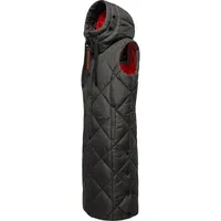 Navahoo warme Damen Winter Steppweste lang mit Kapuze Schnuckel Gr. L (40), grau (anthrazit) Westen Outdoor-Weste