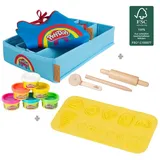 roba Nachhaltiges Spielset Knete 12-tlg. mit Bastelmatte 14,5 x 30 cm und Holzwerkzeugen