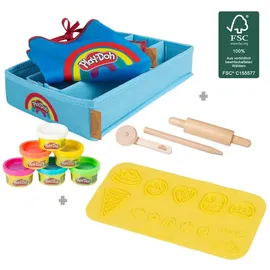 roba Nachhaltiges Spielset Knete 12-tlg. mit Bastelmatte 14,5 x 30 cm und Holzwerkzeugen