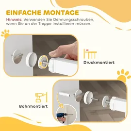 PawHut Hunde Türschutzgitter Treppenschutzgitter, 75-145 cm Hunde Türgitter Weiß - Weiß