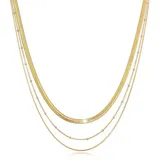 ELLI PREMIUM Elli Halsketten - Halskette Layer 3-reihig Flach Rund Kugelkette 925 - Gr. unisize - in Gold - für Damen
