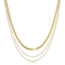 ELLI PREMIUM Elli Halsketten - Halskette Layer 3-reihig Flach Rund Kugelkette 925 - Gr. unisize - in Gold - für Damen