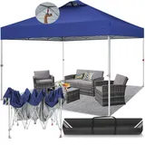 TOOLUCK Pavillon 3x3, Faltpavillon 3x3 Wasserdicht Stabil mit Entlüftung, UV-Schutz 50+ Faltbarer Popup Pavillon, Höhenverstellbar Partyzelt für Strand, Gartenparty, Camping, Navy Blau