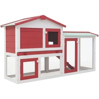 Keyur Hasenstall Kaninchenhaus Outdoor Großer Kaninchenstall Rot und Weiß 145x45x85cm Holz
