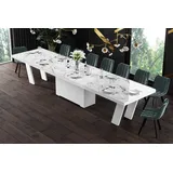 Design Esstisch Tisch HEG-111 Hochglanz XXL ausziehbar 160 bis 412 cm - Weiß