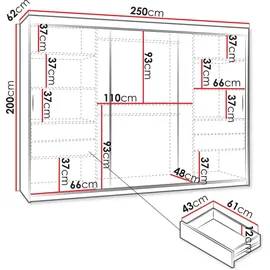 Mirjan24 Schwebetürenschrank Wika 250 x 200 x 62 cm Beige