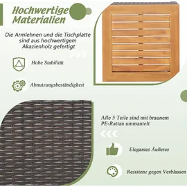 komfotteu Gartenmöbel-Set 5-tlg. Braun/Weiß