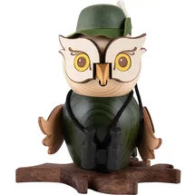 Drechslerei Kuhnert Räuchermann Eule Jäger 15 cm Braun