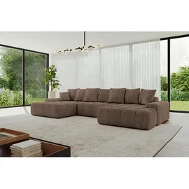 altdecor Eckcouch Samt 6-Sitzer Braun