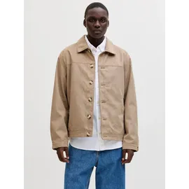 JACK & JONES Hemdjacke JJECASABLANCA SHACKET SN mit auffälliger Knopfleiste beige XS (46)