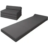 Klappmatratze Premium Klappmatratze mit Kopfteil, sunnypillow, 80x220x10cm Anthrazit, 4-teilige Faltmatratze mit abnehmbarem Bezug grau