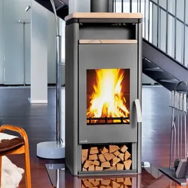 Wamsler Orpheus Kaminofen Stahl Grau/Abdeckplatte Sandstein