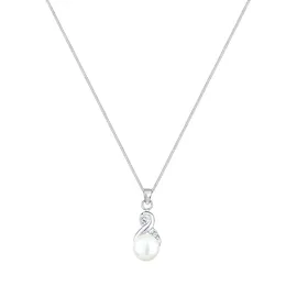 Elli Halskette Infinity Kristalle Süßwasserzuchtperle Silber/Weiß