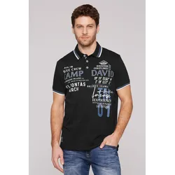 Poloshirt CAMP DAVID, Herren, Gr. XL, schwarz, Obermaterial: 100% Baumwolle, bedruckt, casual, regular fit taillenbedeckt, Kurzarm Bündchen kontrastfarben, Shirts, mit Logo Artworks