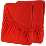 CELINATEX High-Line Spannbettlaken Doppelpack 160 x 200 cm rot Mako Baumwolle 180g/qm Bettlaken Jersey Spannbetttuch