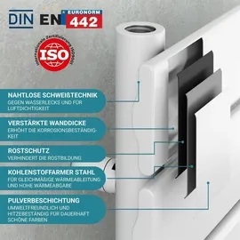 VILSTEIN Badheizkörper 1200 x 450 mm 564 W weiß Mittelventil