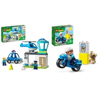LEGO 10959 DUPLO Polizeistation mit Hubschrauber, Polizeiauto und Steine & 10967 DUPLO Polizeimotorrad