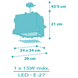 Dalber 63352 - Kinder-Hängelampe Rocket 1xE27/15W/230V - Blau