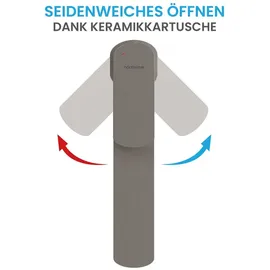 Bächlein Badarmatur Mizarela hoch in klassischem Design, Einhebelmischer für Aufsatzwaschbecken mit langlebiger Keramikkartusche und Montage-Set, Bad Wasserhahn Anthrazit - flacher Auslauf