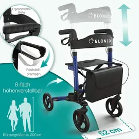 eloneo Leichtgewicht Rollator mit Sitz blau