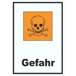 Schild Gefahrensymbol giftig Gefahr Totenkopf hochkant A4 Rückseite selbstklebend