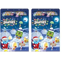 NESTLÉ SMARTIES Adventskalender, Weihnachtskalender gefüllt mit Figuren aus Milchschokolade & SMARTIES Schokolinsen, 2er Pack (1 x 193,9g)