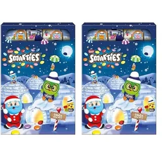 NESTLÉ SMARTIES Adventskalender, Weihnachtskalender gefüllt mit Figuren aus Milchschokolade & SMARTIES Schokolinsen, 2er Pack (1 x 193,9g)